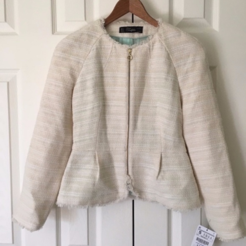 Zara Cream Textured Blazer
